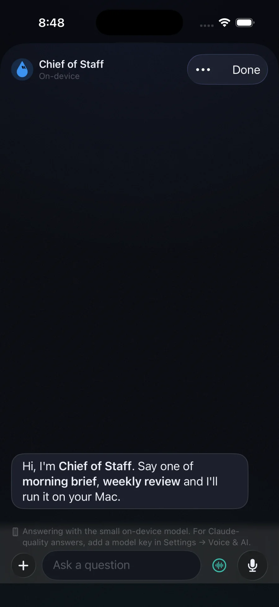 Chatting with a bot on iPhone